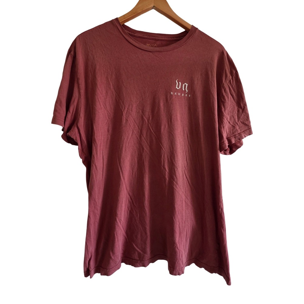 RVCA Mens Vintage Wash VA Hawaii State of Aloha Graphic T-Shirt Burgundy XXL - Picture 2 of 8